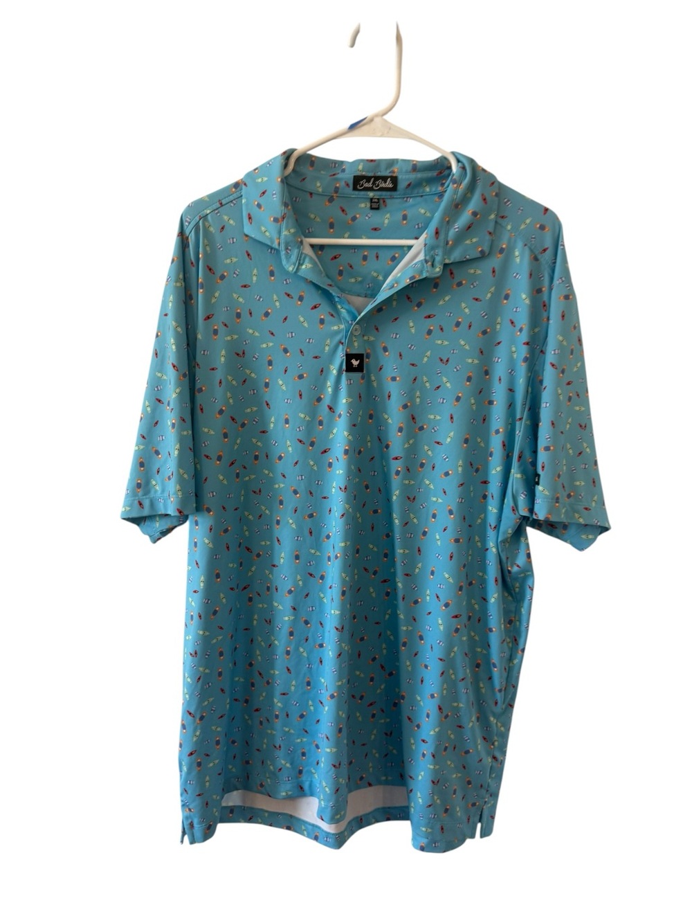 Bad birdie Men's  Blue Printed Polo Shirt
